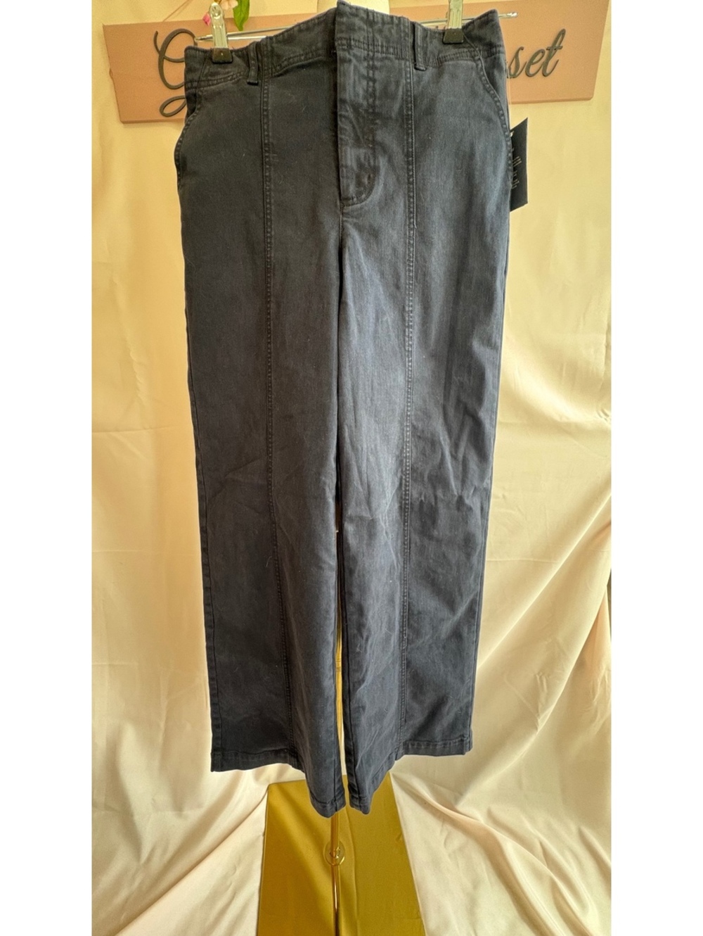 Women's Navy Stretch Cotton Pants Size 4 Made in Indonesia
